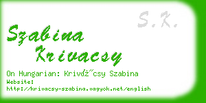 szabina krivacsy business card